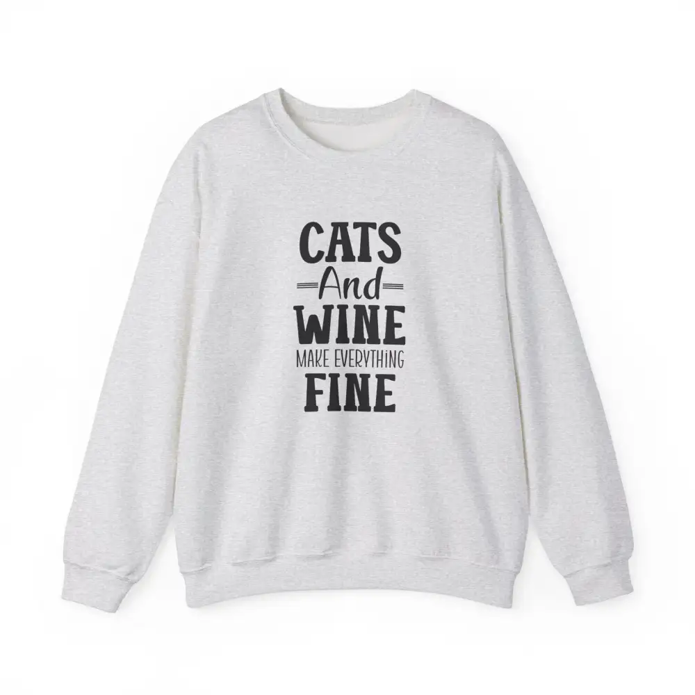 Cat Wine Graphic Crewneck Sweatshirt