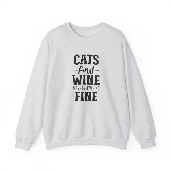 Cat Wine Graphic Crewneck Sweatshirt