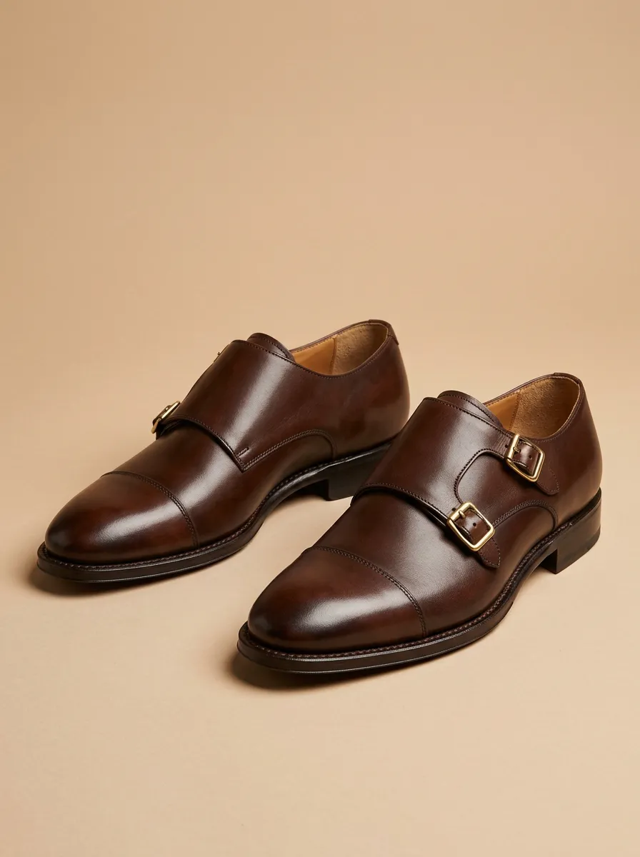 Men's Everyday Classic Business Leather Double Monk Strap Shoes