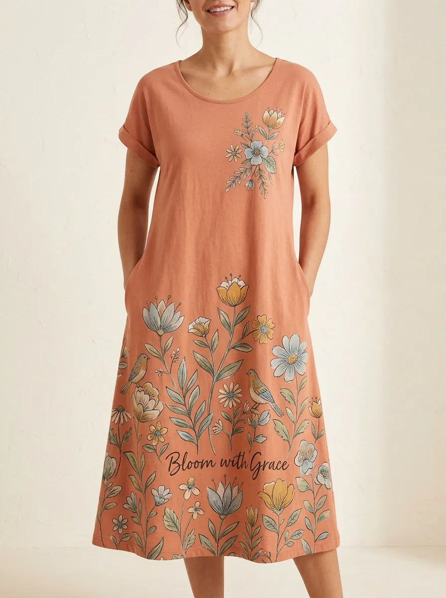 Floral Bird Nature Lover Bloom With Grace Dress