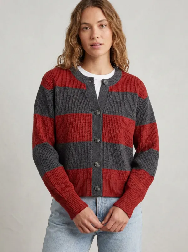 Classic Rugby Distinctive Rugby Striped Knit Cardigan