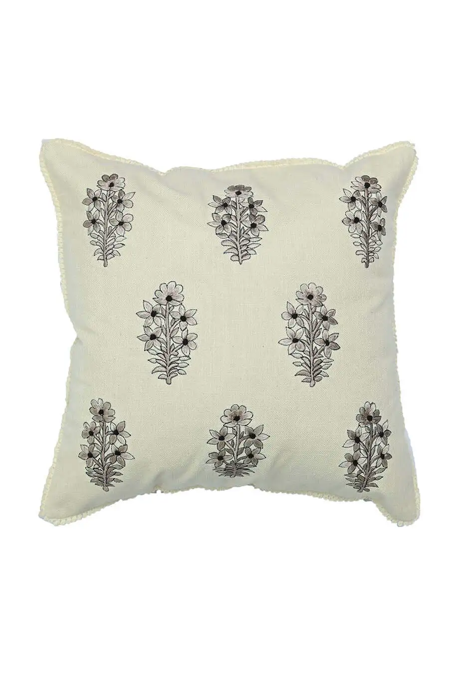 Refined Motif Embroidered Cotton Decorative Cushion Cover