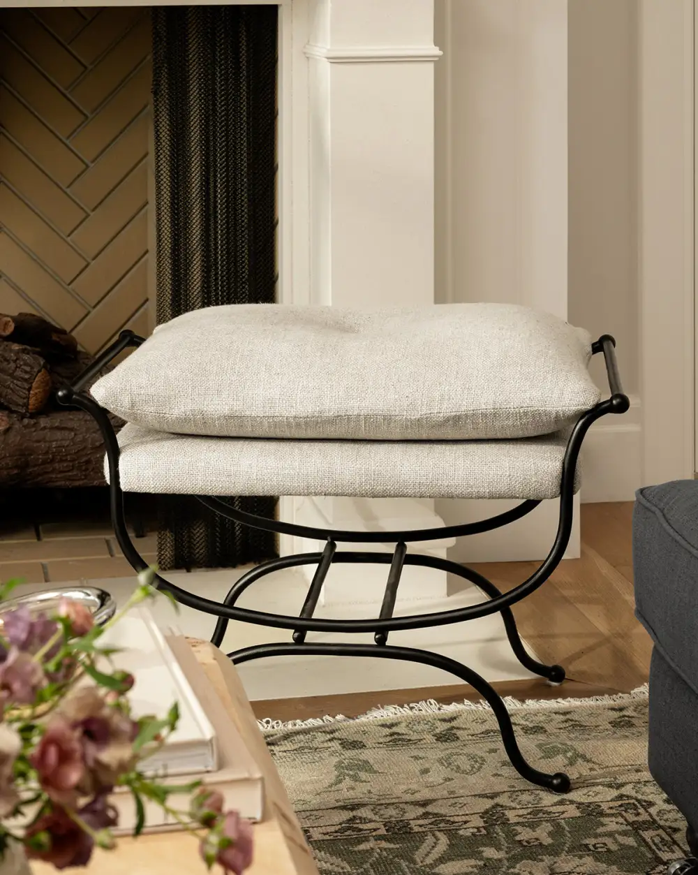 Upholstered Iron Stool