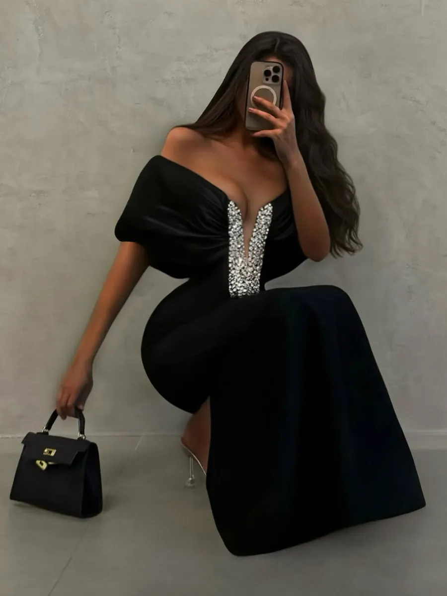 Oceane Diamond-Encrusted Bandage Maxi Dress