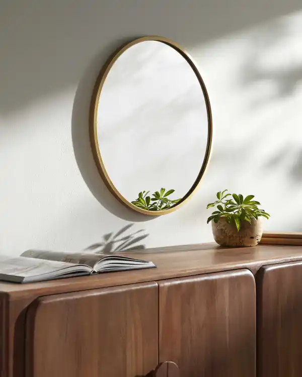 Contemporary Round Iron Frame Mirror