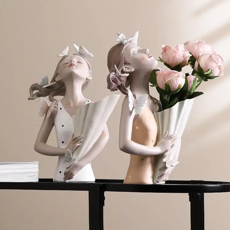 Graceful Girl Vase Sculpture
