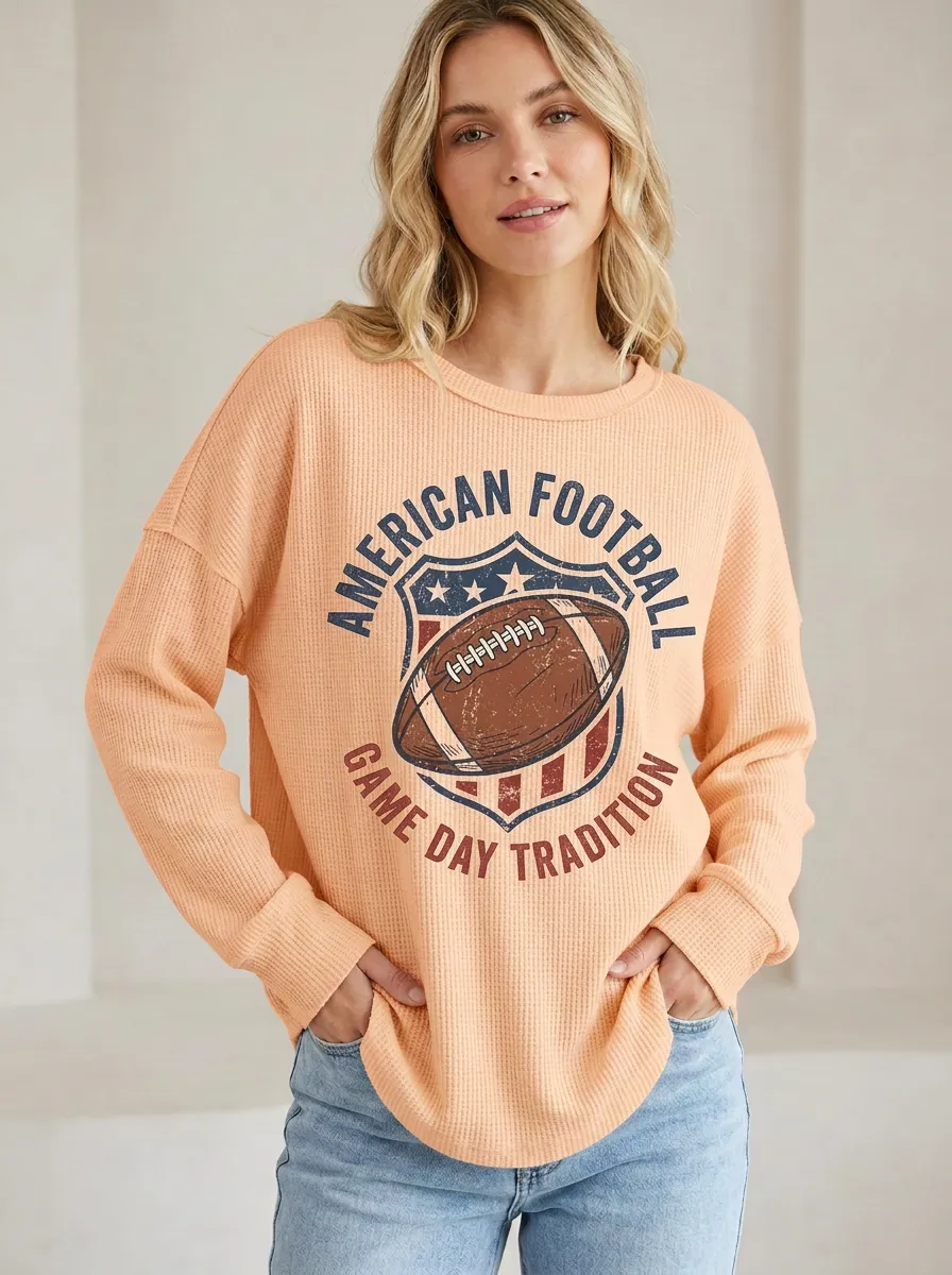 Football Graphic Casual Sweatshirt