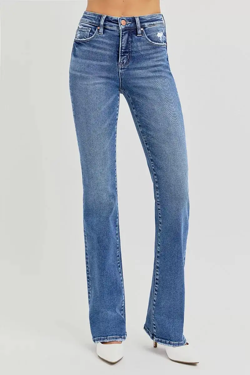 Full Size Tummy Control High Rise Straight Jeans Plus Size