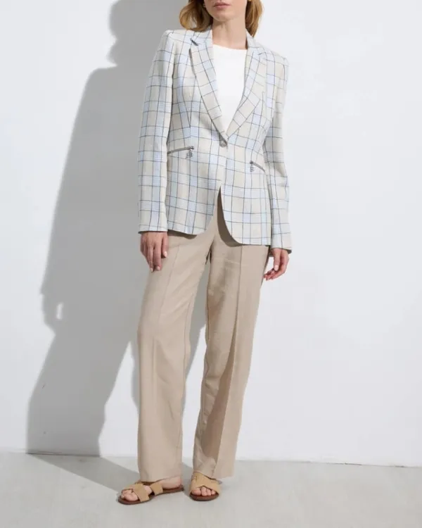Linen Cotton Collared Button-Front Blazer