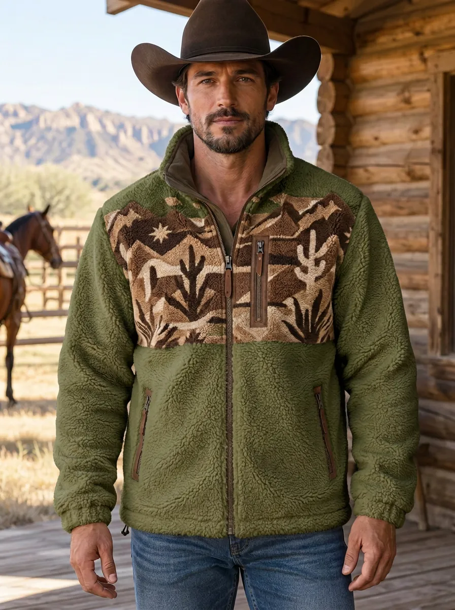 Canyon Trail Cactus Desert Ranchwear Edit Men's Western Fleece Jacket