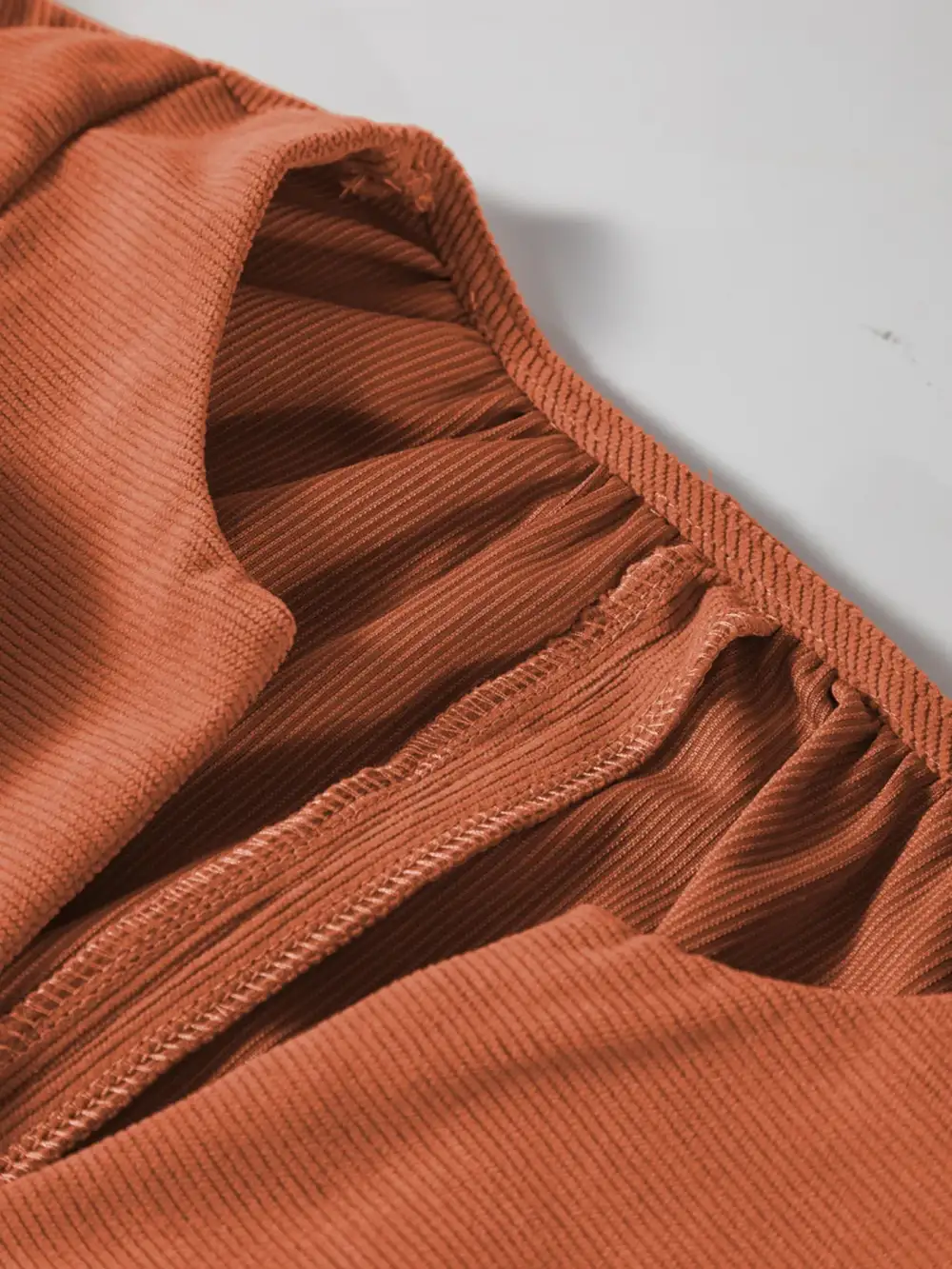 Corduroy Split Neck Mini Dress