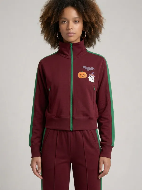 Women's Halloween Pumpkin Ghost Bat Printed Tracksuit