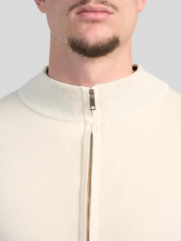 Beige Zip Front Sweater