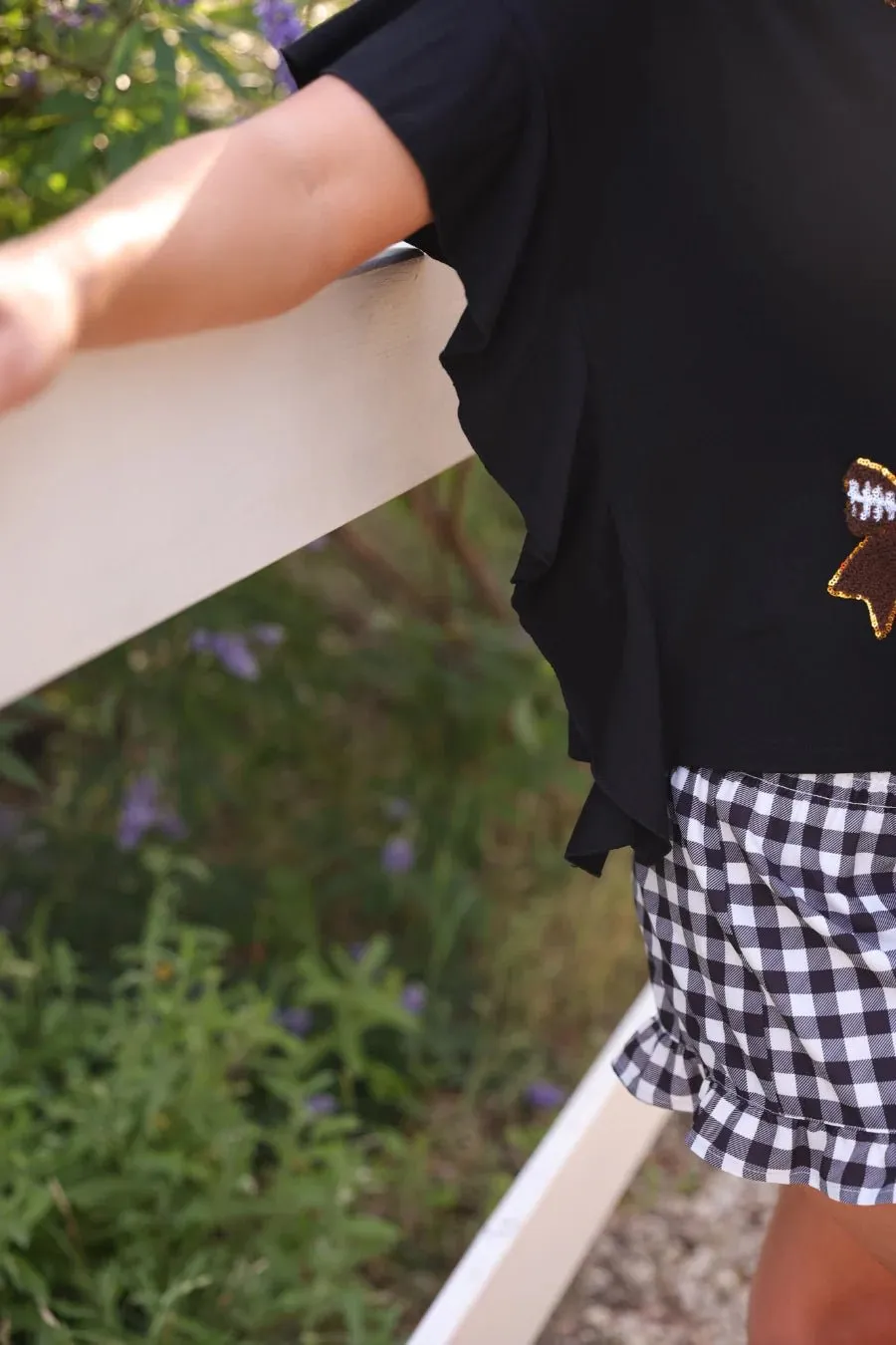 Sideline Sparkle Ruffle Casual Tee