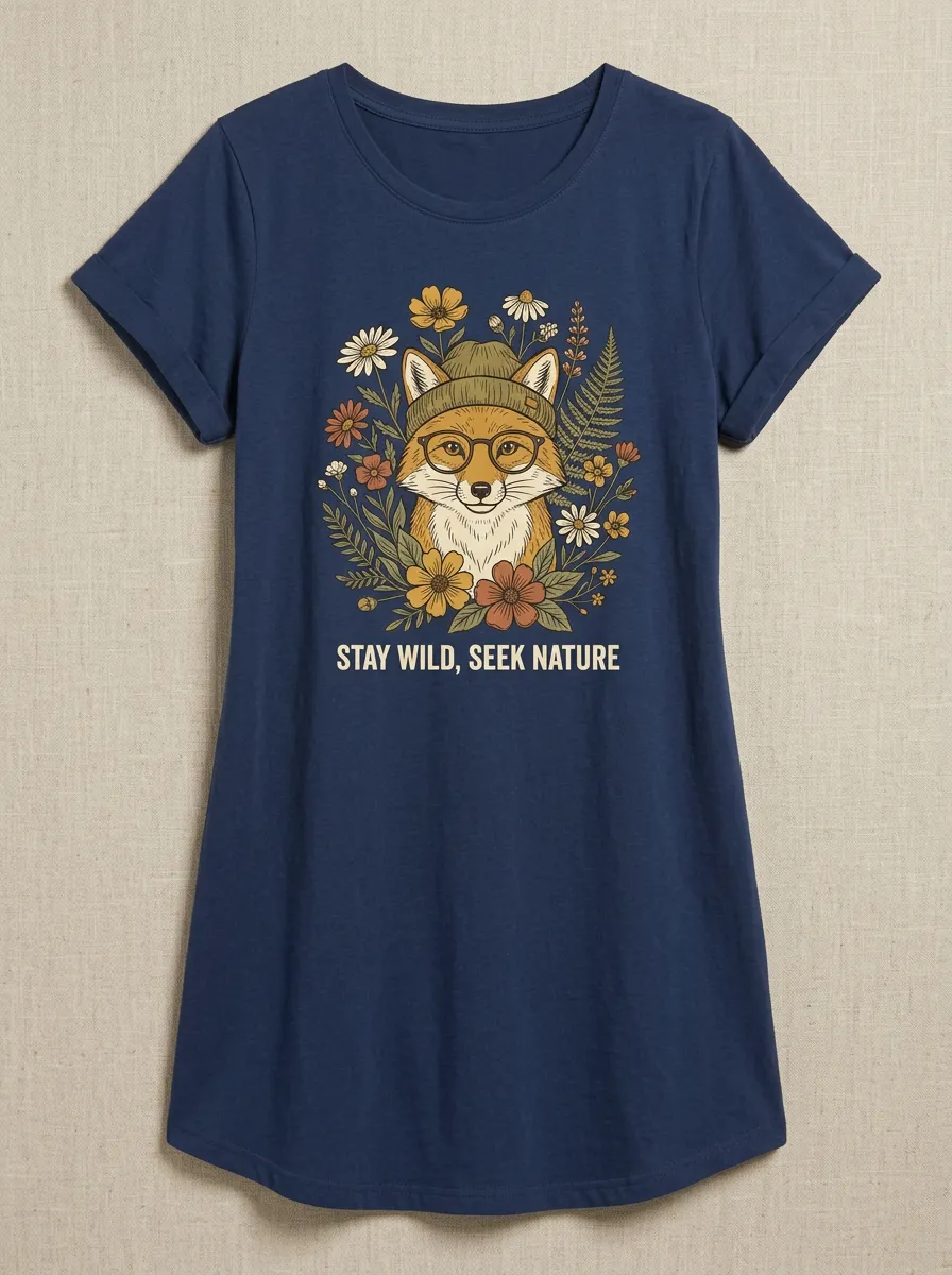 Nature Lover Fox Floral Glasses T-Shirt