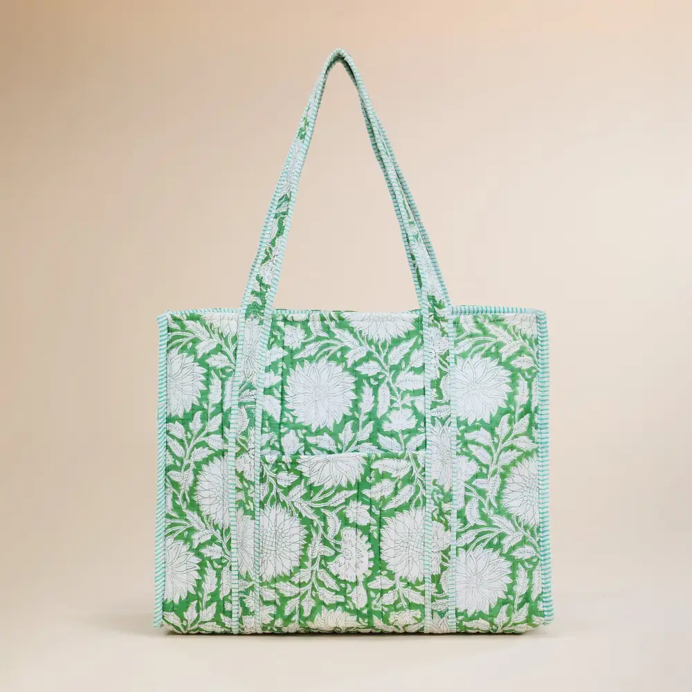 Quilted Dahlia Motif Tote Bag