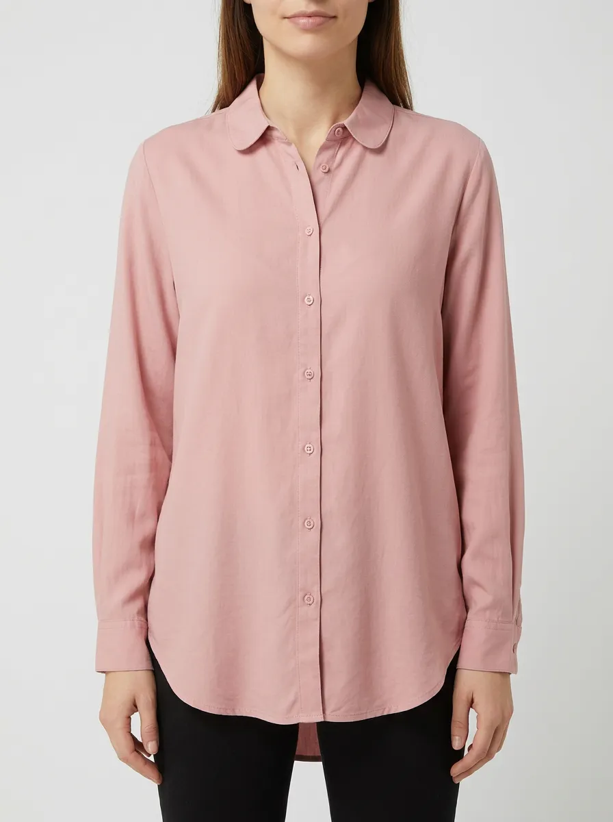 Women's Casual Dusty Pink Solid Color Button Down Shirt