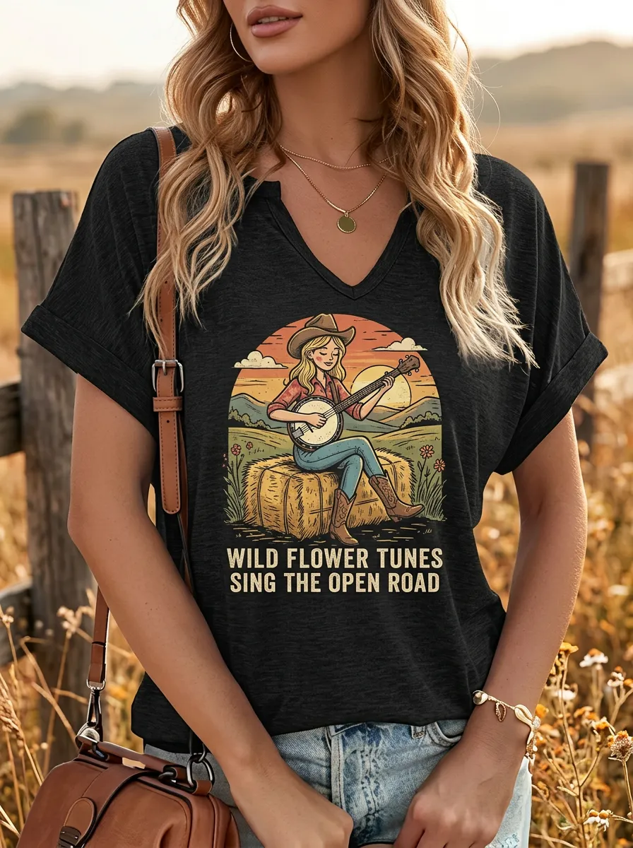 Country-Road Country Music Graphic T-Shirt