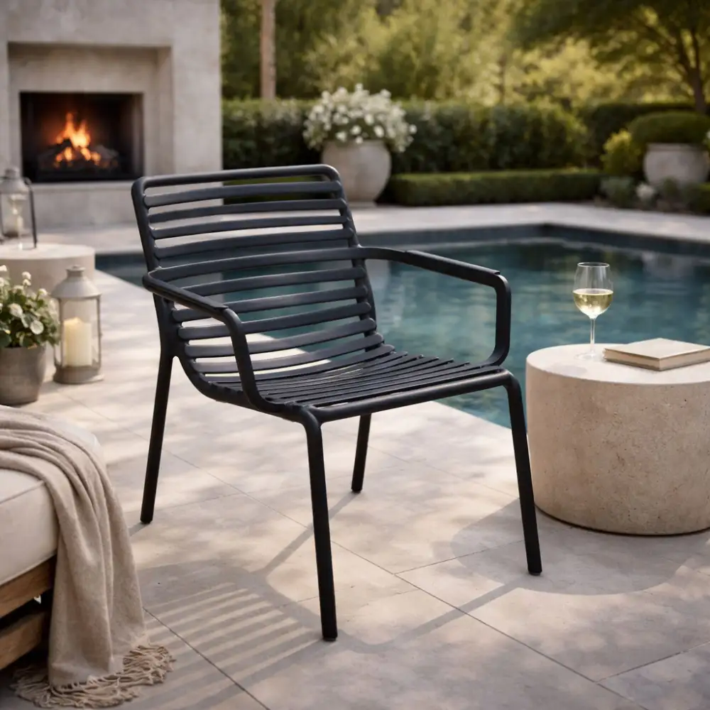 Slatted Stackable Outdoor Lounge Chair