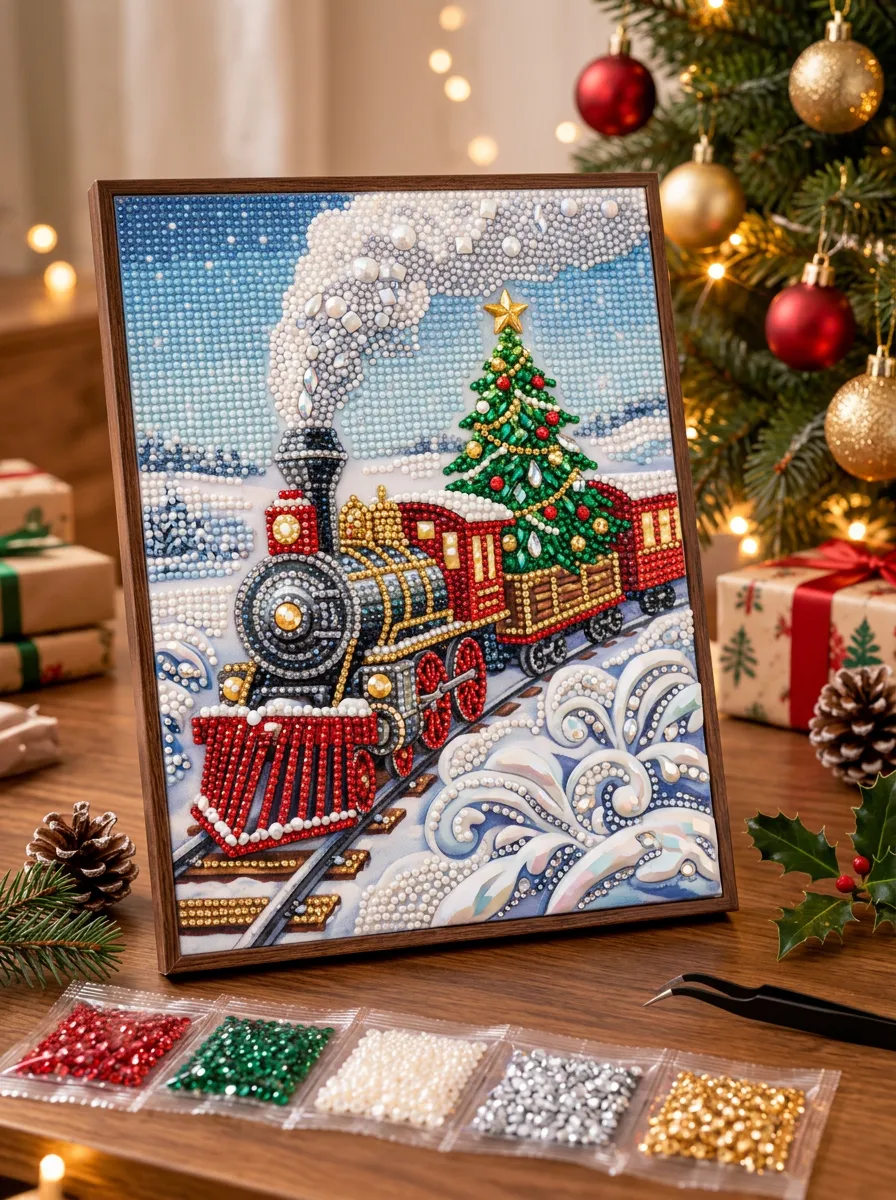 Steam Train Christmas DIY Diamond Painting Kit