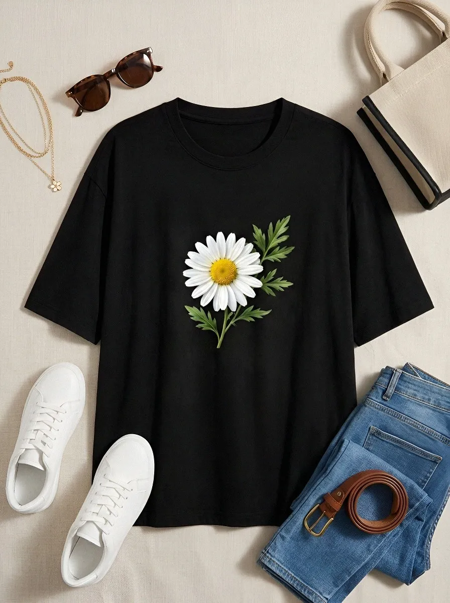 Unisex Floral Lover Daisy Flower Printed T-shirt