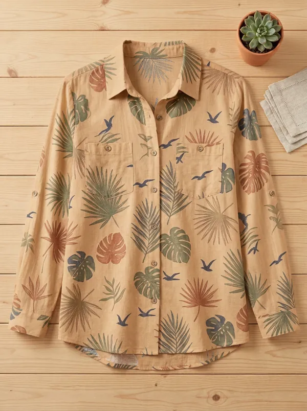 Tropical Beach Lover Palm Leaf Seagull Shirt