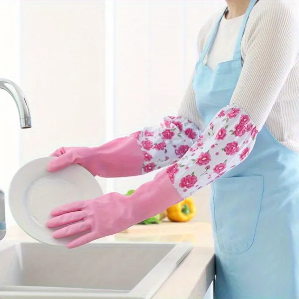 Floral Long Cleaning Gloves