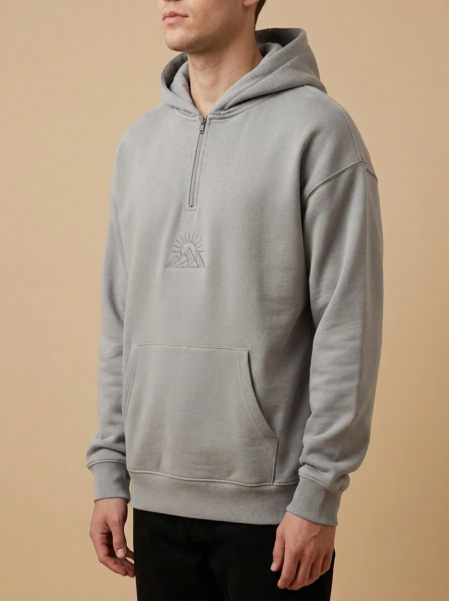 Nature Mountain Sun Quarter Zip Hoodie