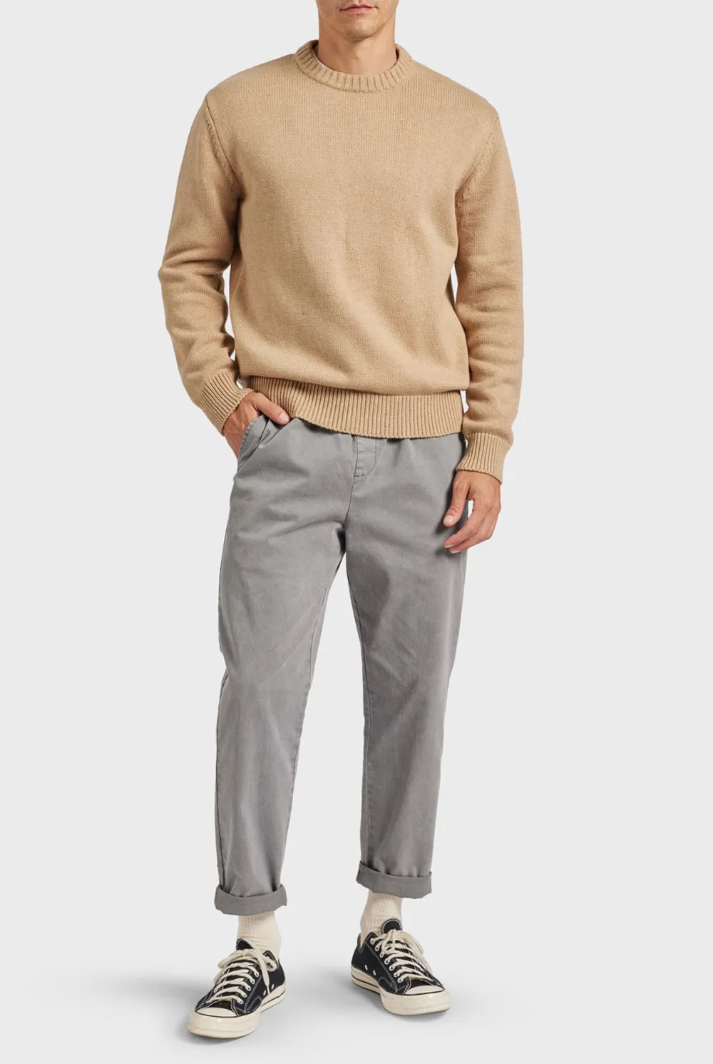 Casual Tapered Fit Cotton Blend Chino Pants