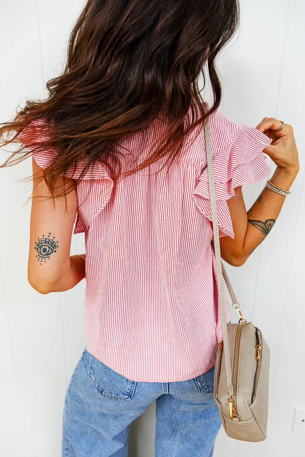 Polished Ruffle Sleeve Frill Detail Blouse
