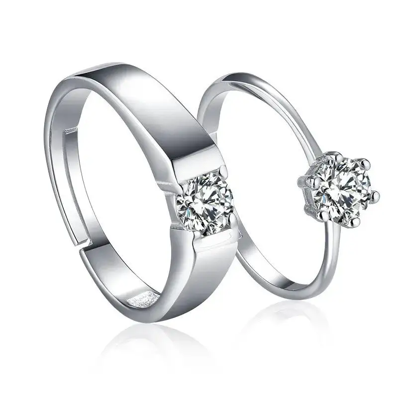 Classic Solitaire Couple Ring