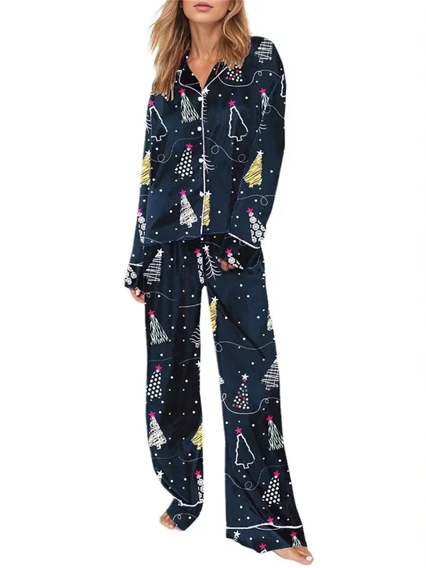 Blue Long Pants Pajama Set