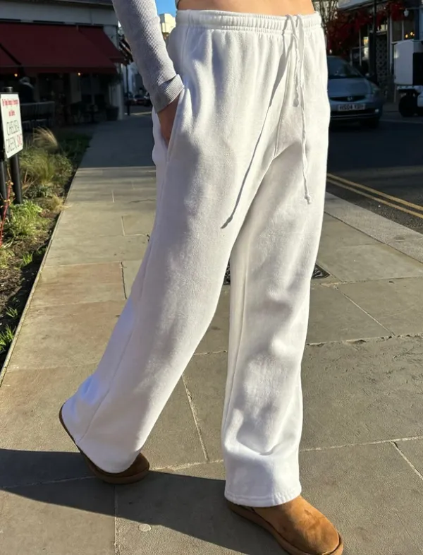 Heather White Waffle Sweatpants