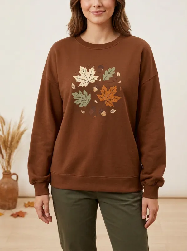 Relaxed Printed Acorn Graphic Sweatshirt
