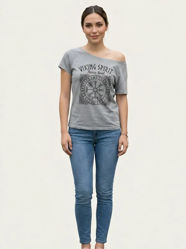 Women's Viking Spirit Norse Soul Vegvisir Printed T-shirt