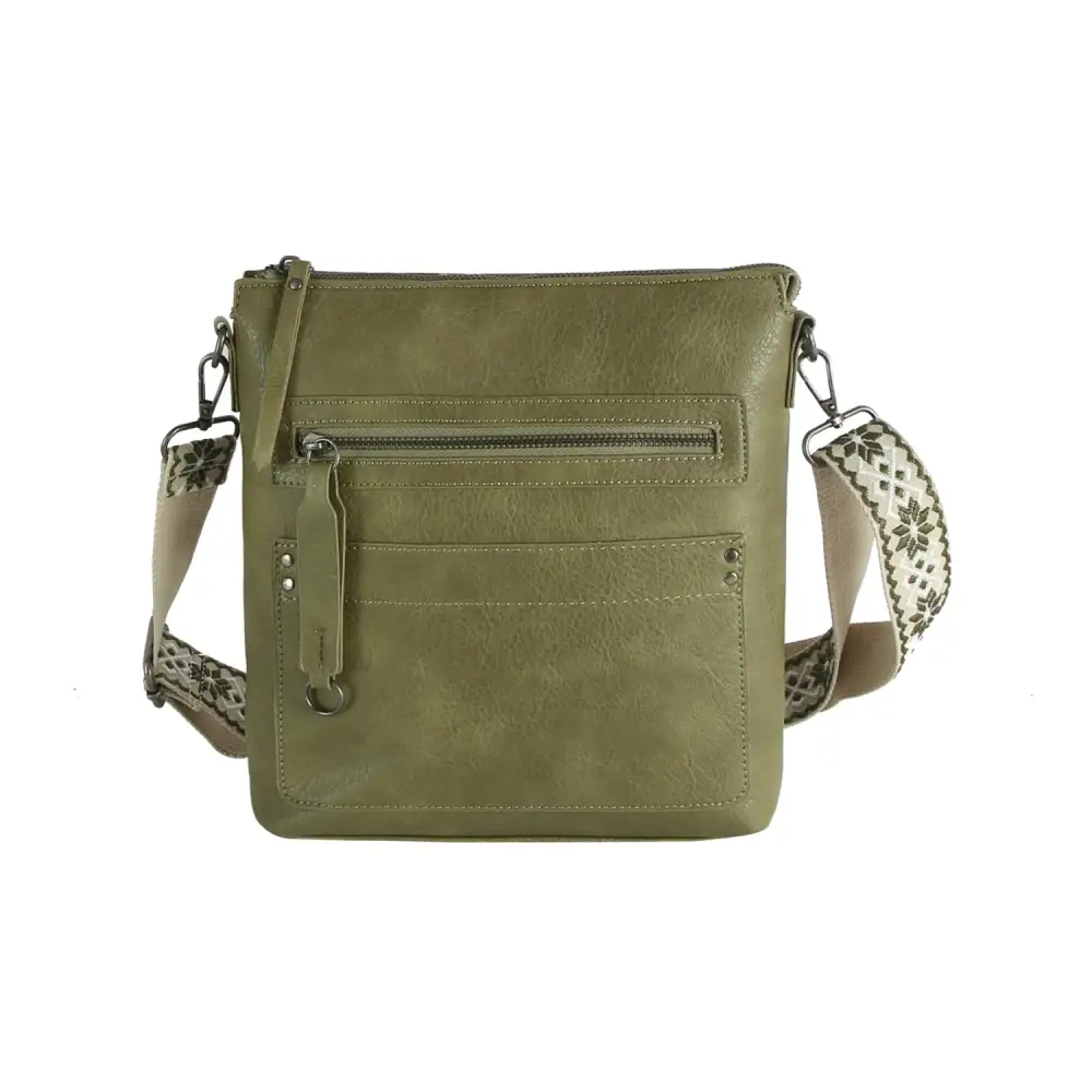 Polished Detail Pocketed Faux Leather Crossbody Sling Bag