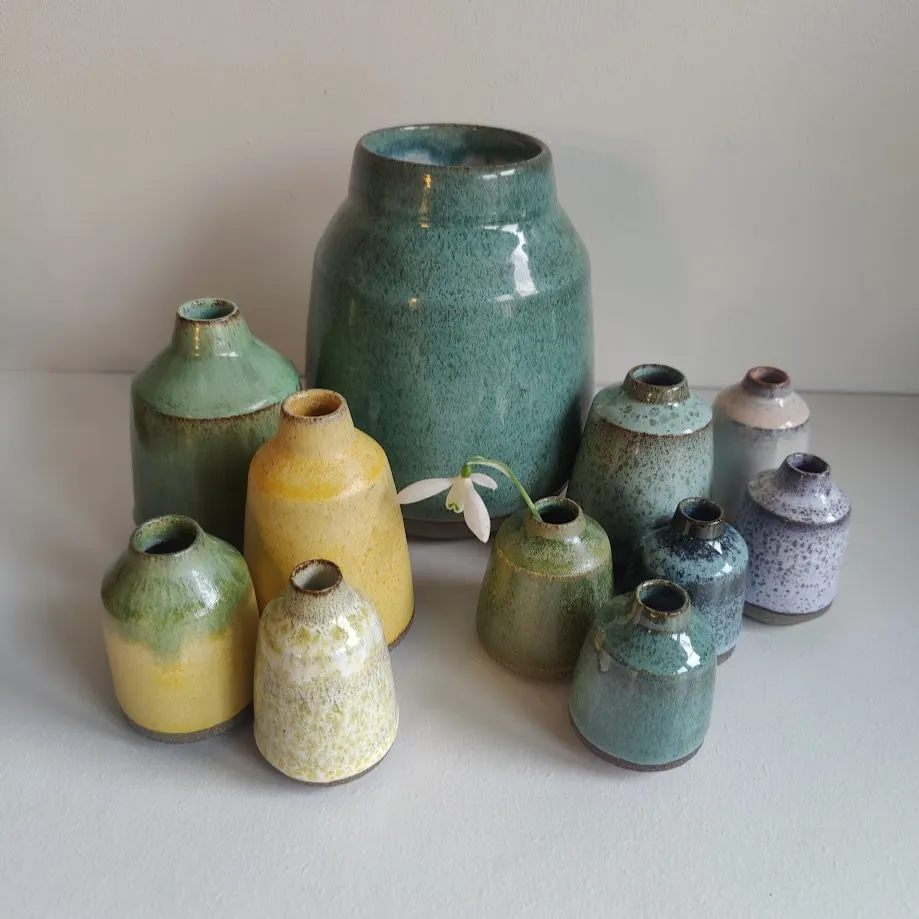 Sculptural Stoneware Bud Vase