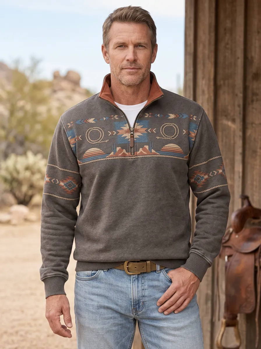 Frontier Desert Lasso Detail Men's Western Sweatshirt