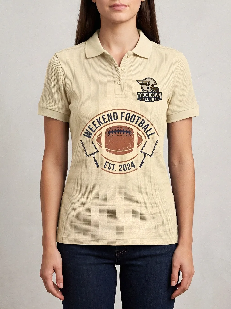 Women's Weekend Football Touchdown Club Printed Polo Shirt