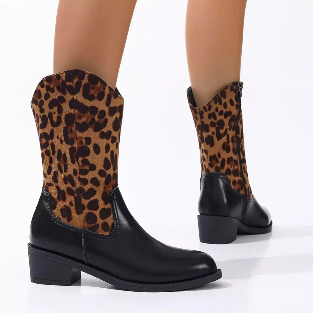 Wrap Point Toe Block Heels Boots