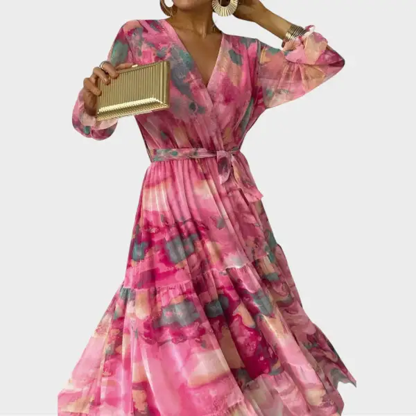 Wrap Floral Belted Maxi Dress
