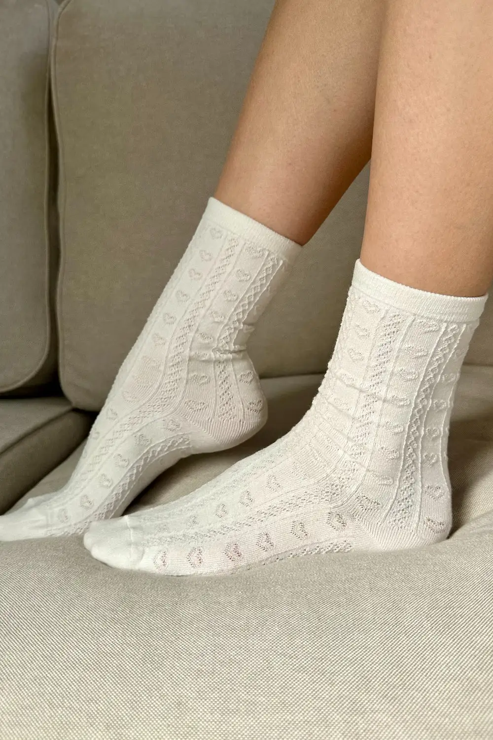 Heart Plaid Cotton Socks