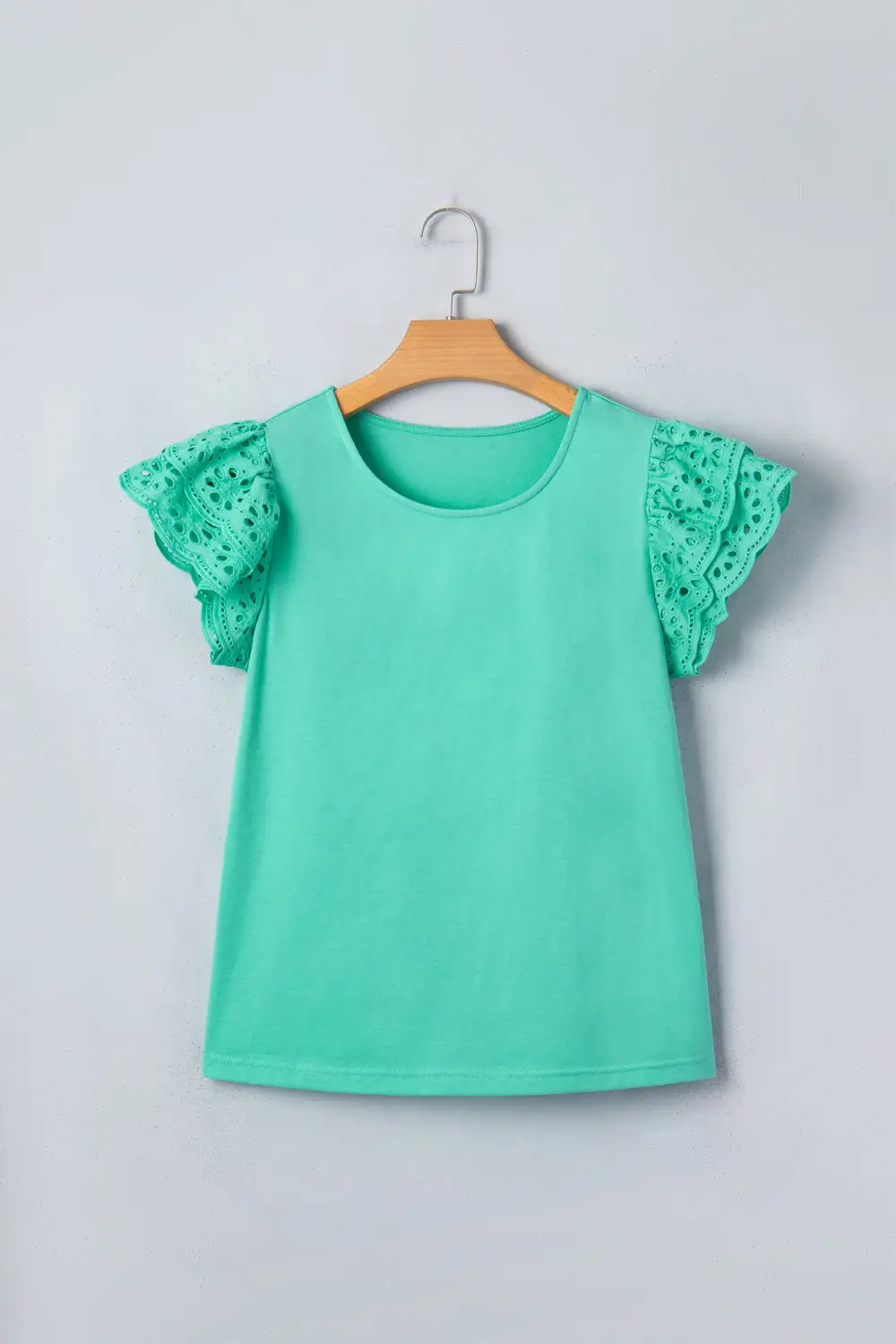 Eyelet Lace Ruffled Cap Sleeve Top Tank Top