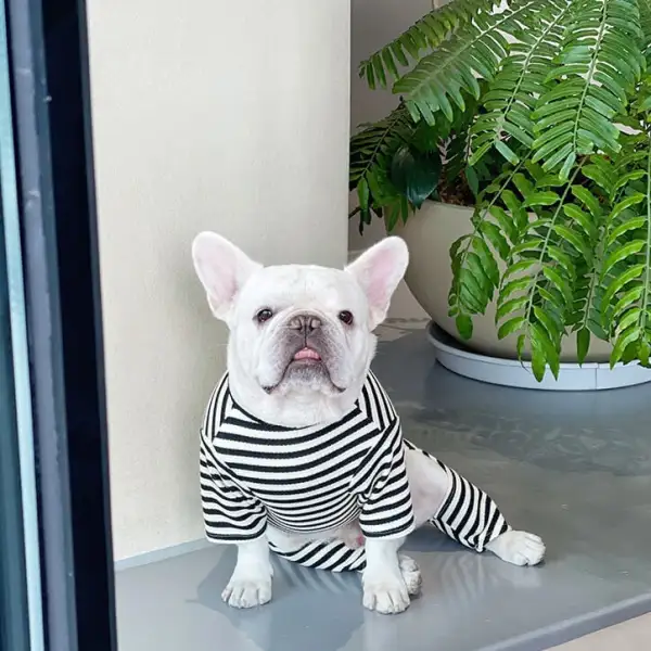 Stripe Pajama Set with Heart Pattern
