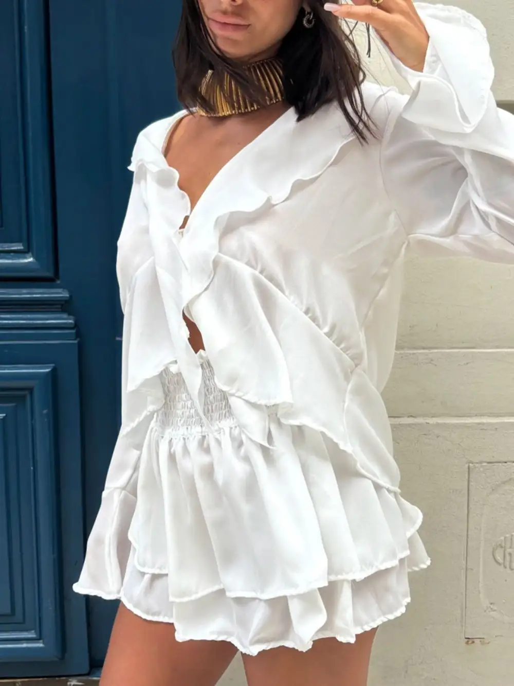 Easygoing Ruffle Trim Top And Skirt Two-Piece Set