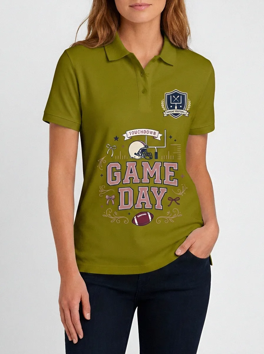 Athletic Football Fan Game Day Helmet Graphic Polo Shirt