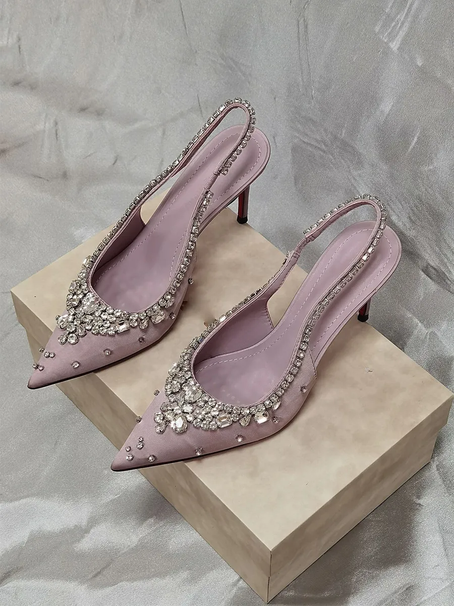 Daisy Crystal Closed-Toe High-Heeled Sandals