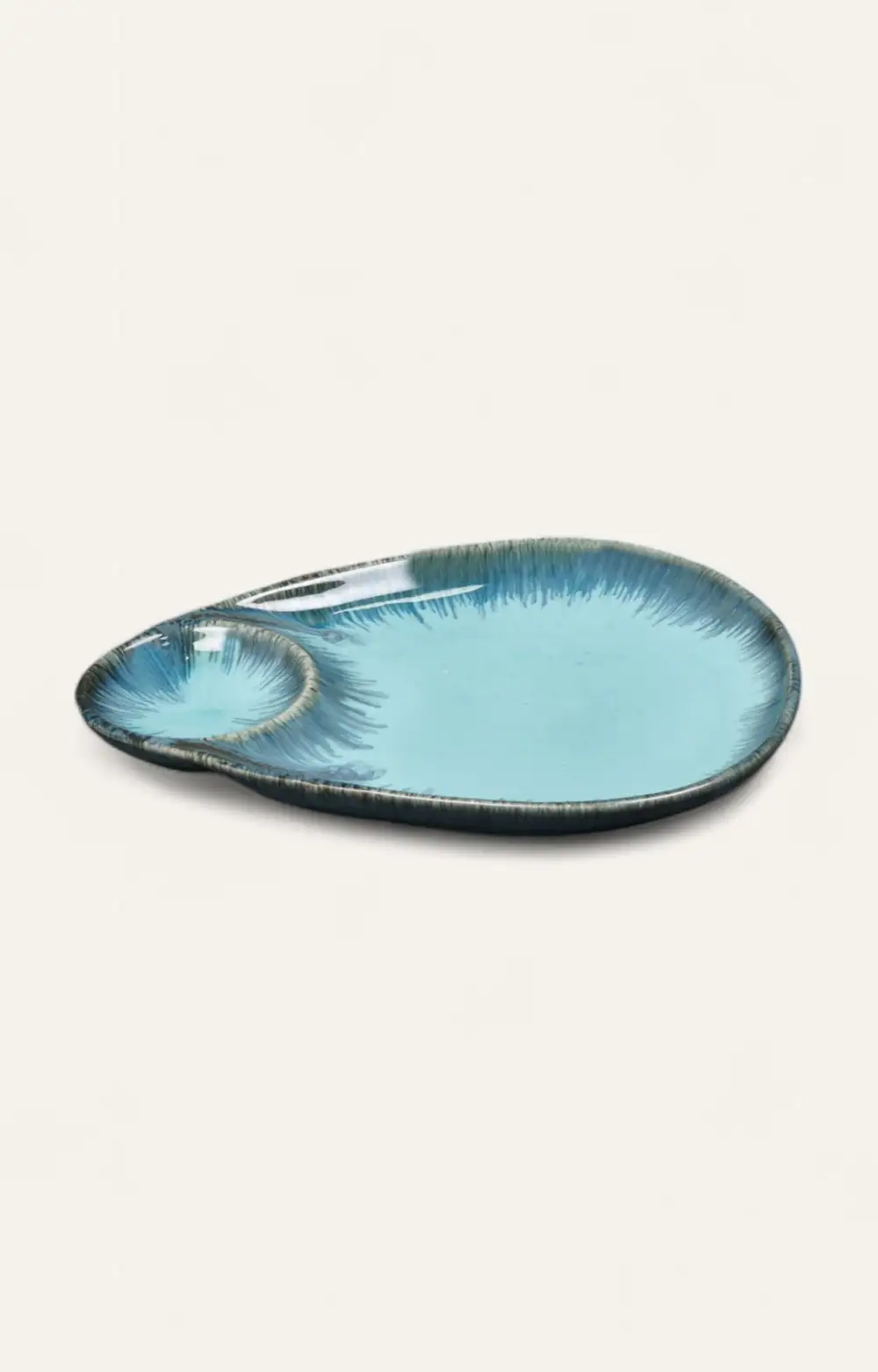 Fish Shape Ceramic Chip And Dip Platter