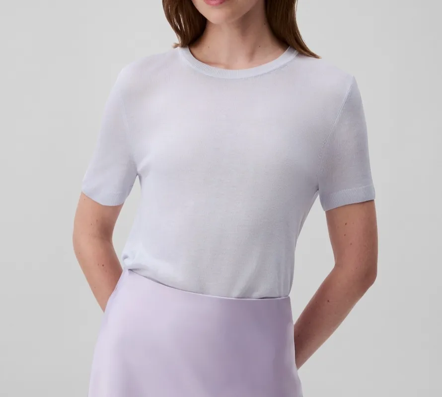 Crew Neck Short Sleeve Sweater