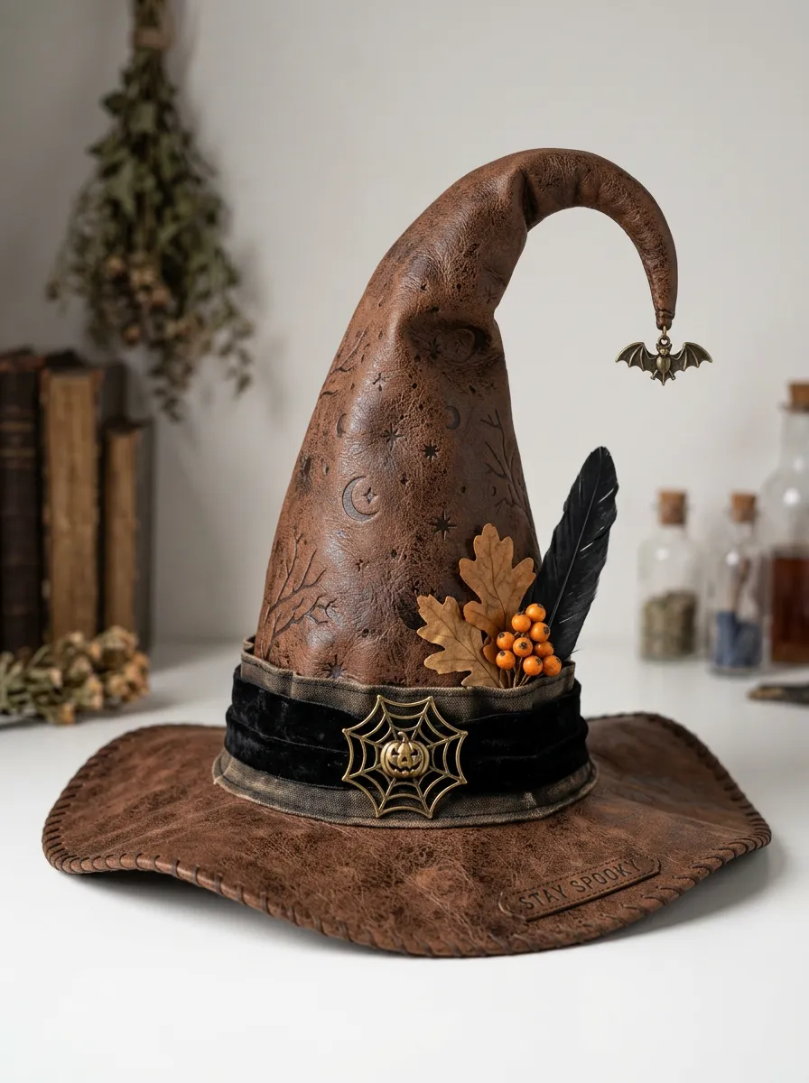Moon-Bat Halloween Witch Hat